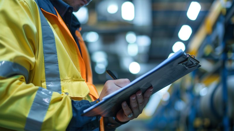 alt="A person is inspecting the goods in the warehouse"